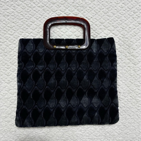 Vintage Geometric Velvet Handbag Purse Clutch - Picture 1 of 6